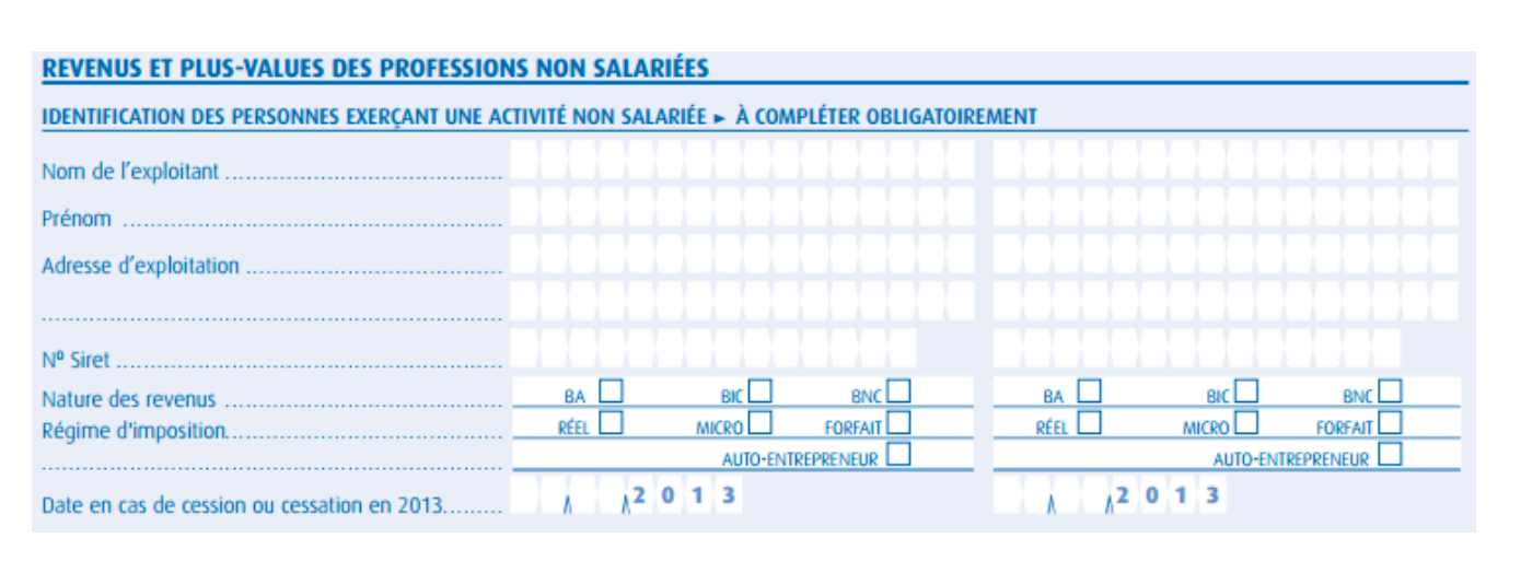 tableau déclaration de revenus